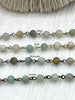 Image of AMAZONITE GEMSTONE 1 meter (39") Rosary Chain, Beaded Chain, Bronze, Gold, Silver, Gun Metal. 6mm round gemstone beads, Fast ship