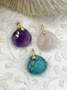 Image of Mini Gemstone Faceted Teardrop Pendants with Gold and CZ Bale. 7 Styles, 16.5mm Stone Pendants with Gold Bale and CZ. Fast Shipping