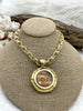 Image of Natural Fluorite Pendant with Bezel, Cabochon Natural Stone will come in a variety of patterns, 3 bezel colors, Natural Stone, Fast Ship.