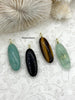 Image of Oval Oblong Gemstone Drop Pendants and Charms with CZ. 6 Stone Types/Styles,Gold Bale 35mm x 13mm x 7mm, Natural Stones w/CZ, Fast Shipping