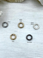 Brass Spring Clasp, Round, Easy Open Spring Gate, Gate Clasp, Necklace Building Extender.Circle Ring, Charm Holder, Gold, FastShip WHOLESALE
