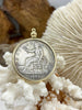 Image of Reproduction Coin Pendant 39mm, Coin Bezel, Vintage Coin, 3 bezel colors, Gold, Matte Gold, or Burnished Silver. Fast Shipping