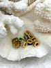 Image of Gold Plated Brass and Colorful CZ Micro Pave Charm, 9.5mm Colorful CZ Pave, Plated Brass Charm with Cubic Zirconia, 10 colors. Fast Ship