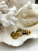 Image of Gold Plated Brass and Colorful CZ Micro Pave Charm, 9.5mm Colorful CZ Pave, Plated Brass Charm with Cubic Zirconia, 10 colors. Fast Ship