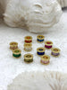Image of Gold Plated Brass and Colorful CZ Micro Pave Charm, 9.5mm Colorful CZ Pave, Plated Brass Charm with Cubic Zirconia, 10 colors. Fast Ship