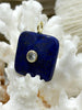 Image of Square Stone Gemstone Pendants and Charms with Clear CZ. 2 Types/Styles, Gold Bale 25mm Square, Natural Stones w/CZ, Fast Shipping