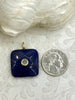 Image of Square Stone Gemstone Pendants and Charms with Clear CZ. 2 Types/Styles, Gold Bale 25mm Square, Natural Stones w/CZ, Fast Shipping