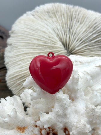 Rose Pink Heart Charm/Pendants, Heart Pendants, 3 sizes, Enamel Plated Brass, Small, Medium, or Extra Large Colorful Hearts, Fast Ship