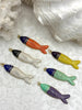 Image of Fish Shaped Enamel and Gold Pendants, 50mm x 14mm, Enamel and Gold Plated Brass, 6 Styles, Enamel Fish Charms. Fast Ship.