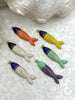 Image of Fish Shaped Enamel and Gold Pendants, 50mm x 14mm, Enamel and Gold Plated Brass, 6 Styles, Enamel Fish Charms. Fast Ship.