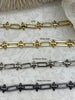 Image of Brass Mixed Link Cable Chain Oval with Spikes, sold by the foot. Electroplated brass, 4 finishes available. Spike Jewelry Chains, Fast ship