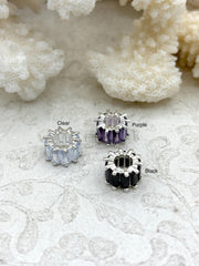 Cubic Zirconia Baguette Large Hole Slider, Spacer Bead, Slider Bead, Silver Plated Brass and Colorful Baguette 10mm Pave,7 colors.Fast Ship