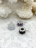 Image of Cubic Zirconia Baguette Large Hole Slider, Spacer Bead, Slider Bead, Rhodium Plated Brass and Colorful Baguette 10mm Pave,7 colors.Fast Ship