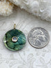 Image of Round Natural Labradorite Gemstone Pendants with CZ. 25mm Stone Pendants with Gold Bale, Clear or Purple CZ, Gold and CZ. Fast Shipping