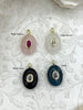 Image of Mini Oval Stone Pendants and Charms with CZ. 4 Stone Types/Styles, Gold Bale 18.5mm x 13mm x 7mm, Natural Stones w/Colorful CZ, Fast Ship