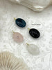 Image of Mini Oval Stone Pendants and Charms with CZ. 4 Stone Types/Styles, Gold Bale 18.5mm x 13mm x 7mm, Natural Stones w/Colorful CZ, Fast Ship