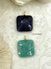 Image of Square Stone Gemstone Pendants and Charms with Clear CZ. 2 Types/Styles, Gold Bale 25mm Square, Natural Stones w/CZ, Fast Shipping