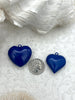 Image of Blue Heart Charm/Pendants, Heart Pendants, 4 sizes, Enamel Plated Brass, Small, Medium, Large, or Extra Large Colorful Hearts, Fast Ship