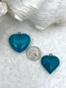 Image of Teal Heart Charm/Pendants, Heart Pendants, 3 sizes, Enamel Plated Brass Charms, Small, Medium, or Large, Colorful Hearts, Fast Ship