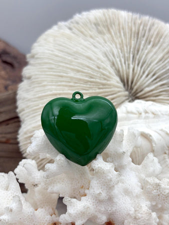 Green Heart Charm/Pendants, Heart Pendants, 3 sizes, Enamel Plated Brass Charms, Small, Medium, or Extra Large, Colorful Hearts, Fast Ship