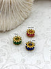 Image of Cubic Zirconia Baguette Large Hole Slider, Spacer Bead, Slider Bead, 10mm Colorful Pave, Plated Brass Charm w/CZ, 9 colors. Fast Ship