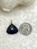 Image of Shell Shaped Gemstone Pendants and Charms with CZ. 6 Stone Types/Styles, Gold Bale, 25mm x 22mm x 7.5mm, Natural Stones w/CZ, Fast Shipping