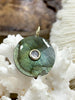 Image of Round Natural Labradorite Gemstone Pendants with CZ. 25mm Stone Pendants with Gold Bale, Clear or Purple CZ, Gold and CZ. Fast Shipping