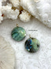 Image of Round Natural Labradorite Gemstone Pendants with CZ. 25mm Stone Pendants with Gold Bale, Clear or Purple CZ, Gold and CZ. Fast Shipping