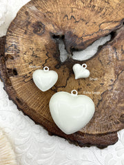Cream Heart Charm/Pendants, Heart Pendants, 3 sizes, Enamel Plated Brass Charms, Small, Medium, or Extra Large, Colorful Hearts, Fast Ship