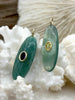 Image of Oval Oblong Gemstone Drop Pendants and Charms with CZ. 6 Stone Types/Styles,Gold Bale 35mm x 13mm x 7mm, Natural Stones w/CZ, Fast Shipping