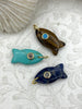Image of Small Fish Natural Stone Pendants with CZ. 9 Stone Types/Styles, Gold Jump Ring, Fast Ship