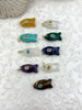 Image of Small Fish Natural Stone Pendants with CZ. 9 Stone Types/Styles, Gold Jump Ring, Fast Ship
