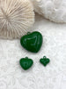 Image of Green Heart Charm/Pendants, Heart Pendants, 3 sizes, Enamel Plated Brass Charms, Small, Medium, or Extra Large, Colorful Hearts, Fast Ship