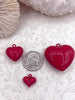Image of Rose Pink Heart Charm/Pendants, Heart Pendants, 3 sizes, Enamel Plated Brass, Small, Medium, or Extra Large Colorful Hearts, Fast Ship