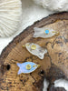 Image of Small Fish Natural Stone Pendants with CZ. 9 Stone Types/Styles, Gold Jump Ring, Fast Ship