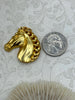 Image of Equestrian Horse Head Pendant, Matte Gold Plated Solid Brass Horse Charm, Equestrian Charm Horse Jewelry, Fast Ship