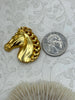 Image of Equestrian Horse Head Pendant, Matte Gold Plated Solid Brass Horse Charm, Equestrian Charm Horse Jewelry, Fast Ship