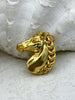 Image of Equestrian Horse Head Pendant, Matte Gold Plated Solid Brass Horse Charm, Equestrian Charm Horse Jewelry, Fast Ship