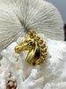 Image of Equestrian Horse Head Pendant, Matte Gold Plated Solid Brass Horse Charm, Equestrian Charm Horse Jewelry, Fast Ship