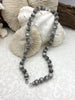 Image of Hand Knotted Silver Grey Luster Acrylic Beads, 10mm Beads, Gold, Silver, Matte Gold End Caps, Light Weight, 17 Inch