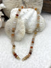 Image of Hand Knotted Agate Stone Necklace, 8mm x 5mm Rondelle Beads, 17" Long, Amber Color Opals