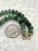 Image of Hand Knotted Green Peruvian Opal Necklace, 8mm x 5mm Rondelle Stones, 17" Long, Gold, Silver, or Matte Gold End Caps
