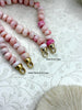 Image of Hand Knotted Light Pink Peruvian Opal Necklace, 9mm x 5mm Rondelle Beads, Gold or Matte Gold End Caps, 17"