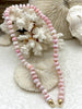 Image of Hand Knotted Light Pink Peruvian Opal Necklace, 9mm x 5mm Rondelle Beads, Gold or Matte Gold End Caps, 17"