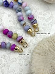 Hand Knotted Colorful Peruvian Opal Necklace, 8mm x 5mm Rondelle Beads, 17