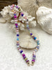 Image of Hand Knotted Colorful Peruvian Opal Necklace, 8mm x 5mm Rondelle Beads, 17" Long, Gold or Matte Gold End Caps