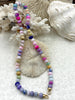 Image of Hand Knotted Colorful Peruvian Opal Necklace, 8mm x 5mm Rondelle Beads, 17" Long, Gold or Matte Gold End Caps