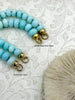 Image of Hand Knotted Turquoise Peruvian Opal Necklace, 9mm x 5mm Rondelle Beads, Gold or Matte Gold Finished Ends, 17"