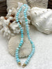 Image of Hand Knotted Turquoise Peruvian Opal Necklace, 9mm x 5mm Rondelle Beads, Gold or Matte Gold Finished Ends, 17"