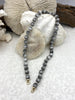 Image of Hand Knotted Silver Grey Luster Acrylic Beads, 10mm Beads, Gold, Silver, Matte Gold End Caps, Light Weight, 17 Inch